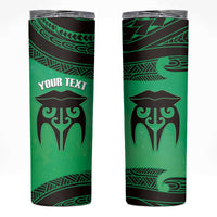 Personalised Moko Kauae New Zealand Skinny Tumbler Maori Chin Tattoo Green - Polynesian Pride