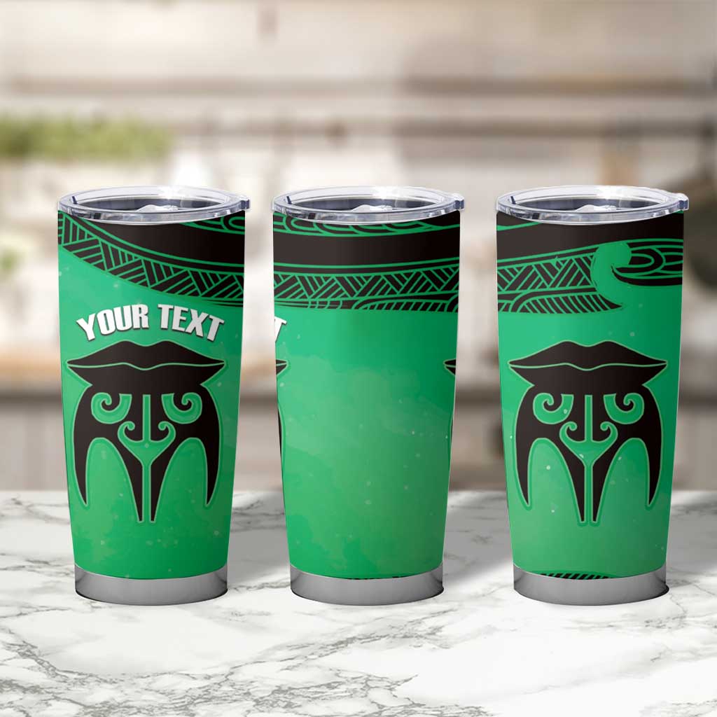 Personalised Moko Kauae New Zealand Tumbler Cup Maori Chin Tattoo Green - Polynesian Pride