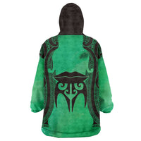 Personalised Moko Kauae New Zealand Wearable Blanket Hoodie Maori Chin Tattoo Green - Polynesian Pride