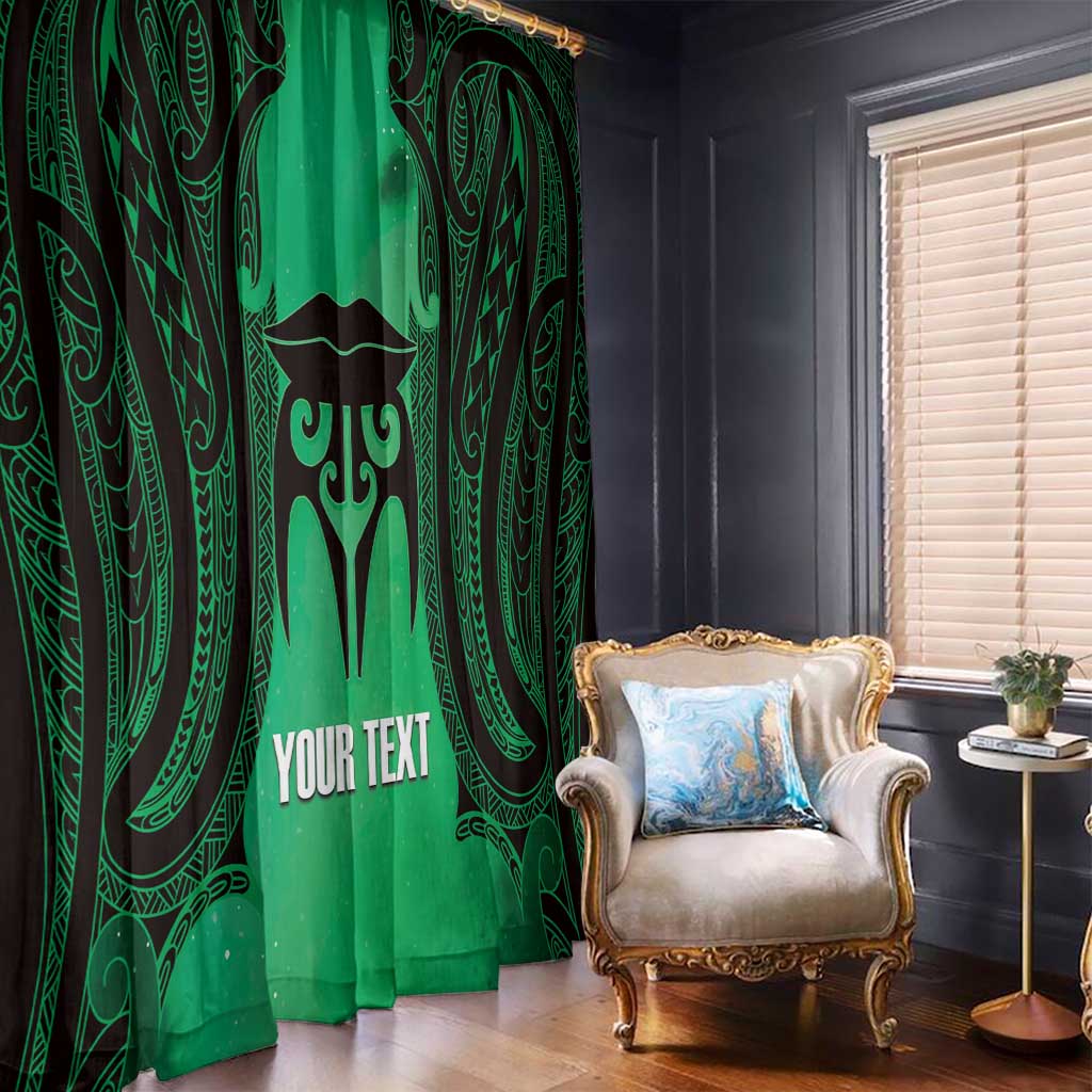 Personalised Moko Kauae New Zealand Window Curtain Maori Chin Tattoo Green - Polynesian Pride