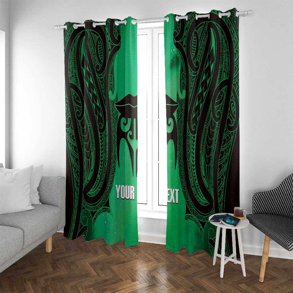 Personalised Moko Kauae New Zealand Window Curtain Maori Chin Tattoo Green - Polynesian Pride