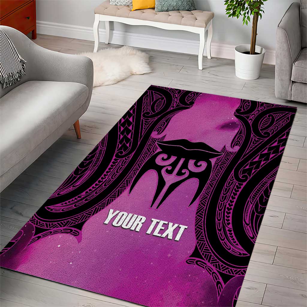 Personalised Moko Kauae New Zealand Area Rug Maori Chin Tattoo Pink - Polynesian Pride