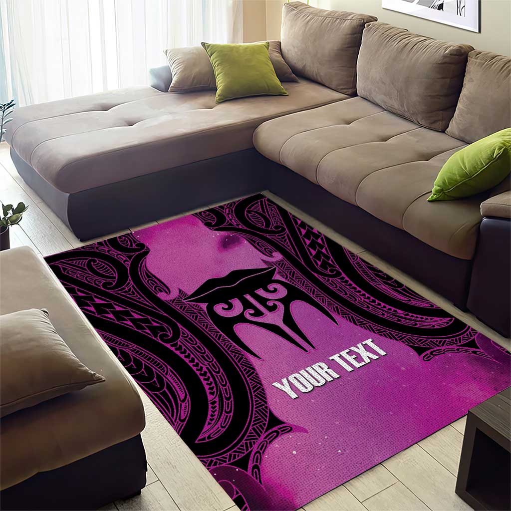 Personalised Moko Kauae New Zealand Area Rug Maori Chin Tattoo Pink - Polynesian Pride