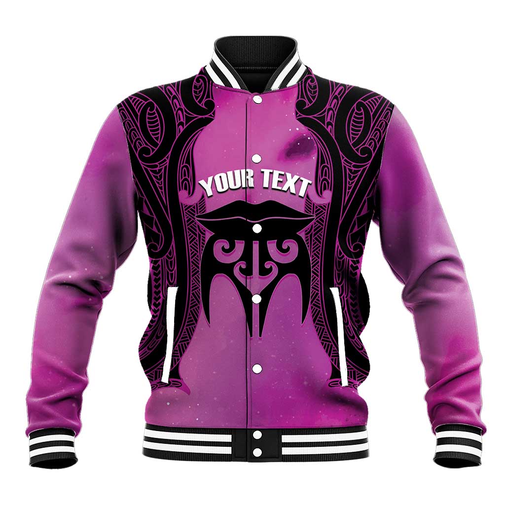 Personalised Moko Kauae New Zealand Baseball Jacket Maori Chin Tattoo Pink - Polynesian Pride