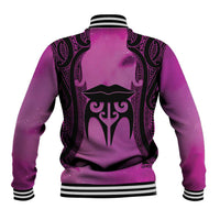 Personalised Moko Kauae New Zealand Baseball Jacket Maori Chin Tattoo Pink - Polynesian Pride