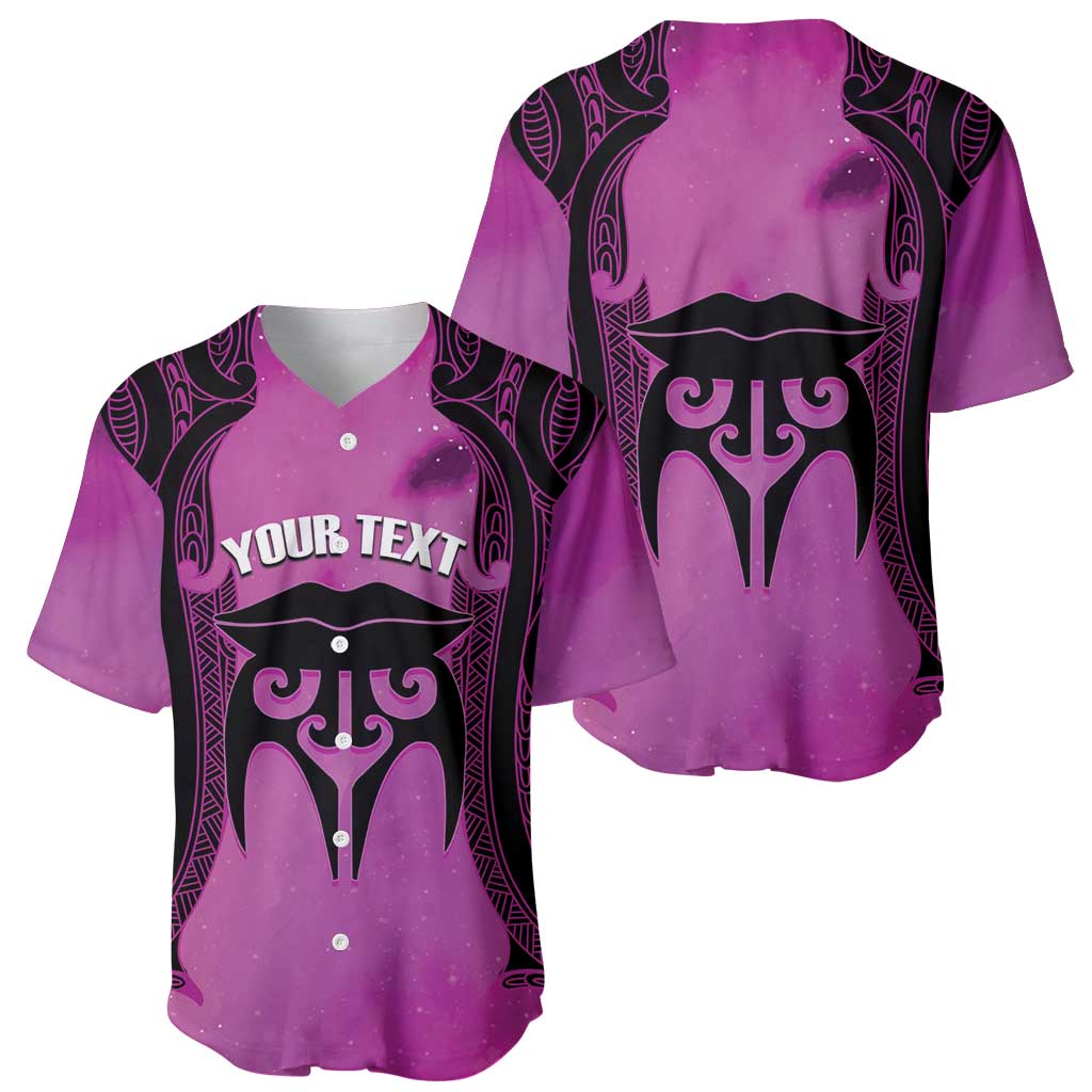Personalised Moko Kauae New Zealand Baseball Jersey Maori Chin Tattoo Pink - Polynesian Pride
