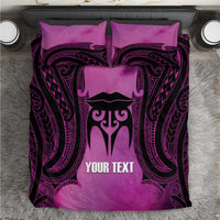 Personalised Moko Kauae New Zealand Bedding Set Maori Chin Tattoo Pink - Polynesian Pride