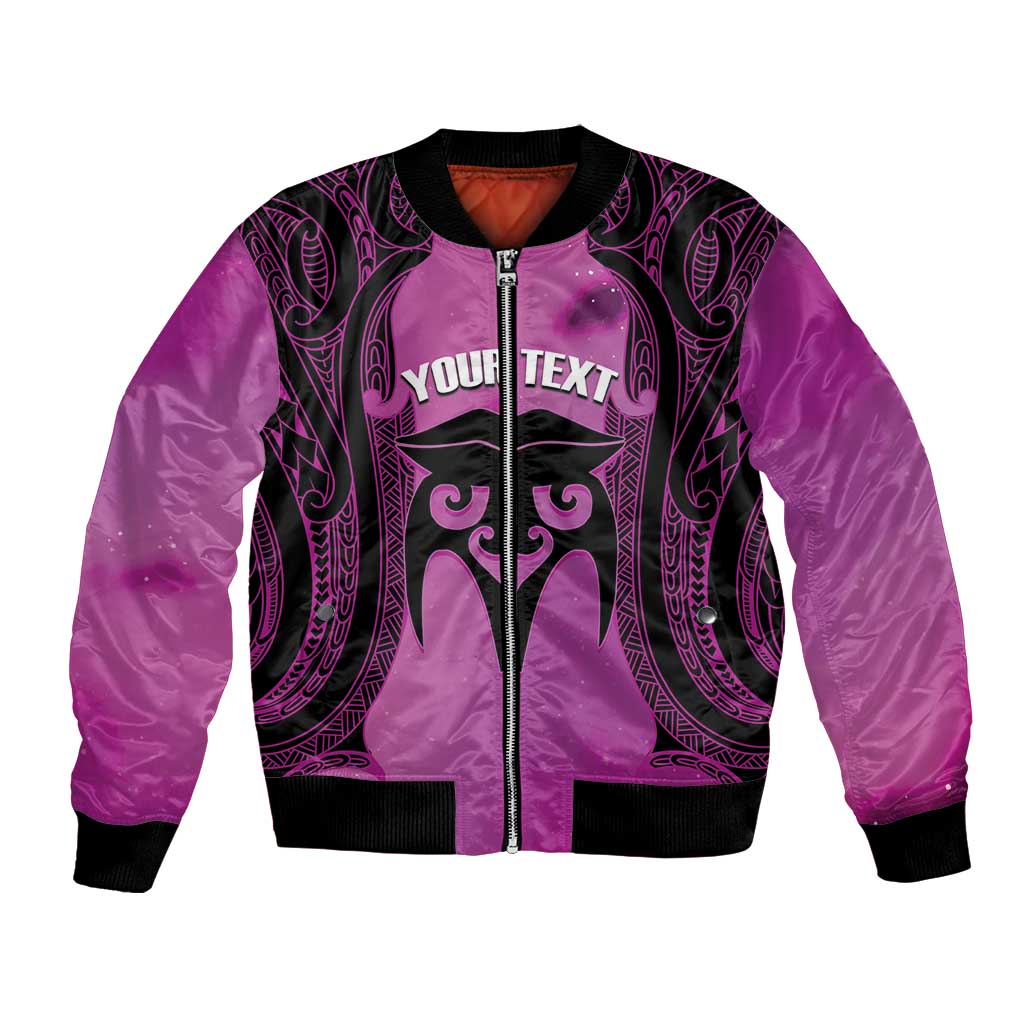 Personalised Moko Kauae New Zealand Bomber Jacket Maori Chin Tattoo Pink - Polynesian Pride