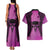 Personalised Moko Kauae New Zealand Couples Matching Tank Maxi Dress and Hawaiian Shirt Maori Chin Tattoo Pink - Polynesian Pride