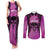 Personalised Moko Kauae New Zealand Couples Matching Tank Maxi Dress and Long Sleeve Button Shirt Maori Chin Tattoo Pink - Polynesian Pride