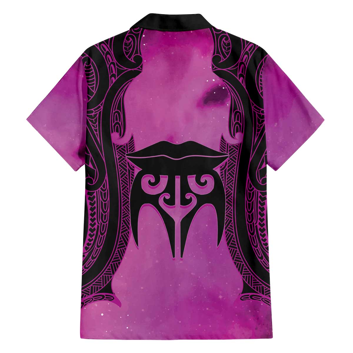 Personalised Moko Kauae New Zealand Family Matching Off The Shoulder Long Sleeve Dress and Hawaiian Shirt Maori Chin Tattoo Pink - Polynesian Pride