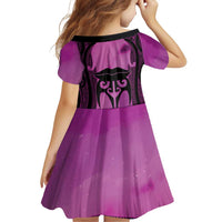 Personalised Moko Kauae New Zealand Family Matching Off Shoulder Short Dress and Hawaiian Shirt Maori Chin Tattoo Pink - Polynesian Pride