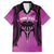 Personalised Moko Kauae New Zealand Family Matching Summer Maxi Dress and Hawaiian Shirt Maori Chin Tattoo Pink - Polynesian Pride