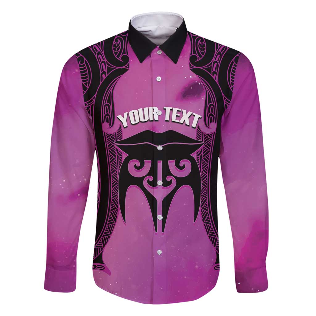 Personalised Moko Kauae New Zealand Family Matching Summer Maxi Dress and Hawaiian Shirt Maori Chin Tattoo Pink - Polynesian Pride