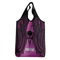 Personalised Moko Kauae New Zealand Grocery Bag Maori Chin Tattoo Pink - Polynesian Pride