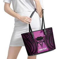 Personalised Moko Kauae New Zealand Leather Tote Bag Maori Chin Tattoo Pink - Polynesian Pride
