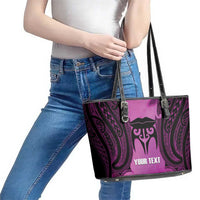 Personalised Moko Kauae New Zealand Leather Tote Bag Maori Chin Tattoo Pink - Polynesian Pride