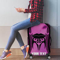 Personalised Moko Kauae New Zealand Luggage Cover Maori Chin Tattoo Pink - Polynesian Pride