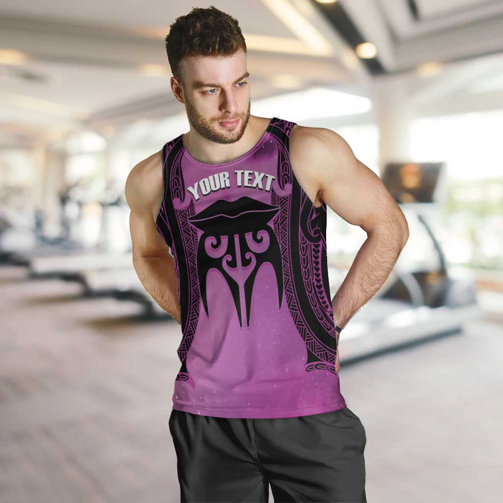 Personalised Moko Kauae New Zealand Men Tank Top Maori Chin Tattoo Pink - Polynesian Pride
