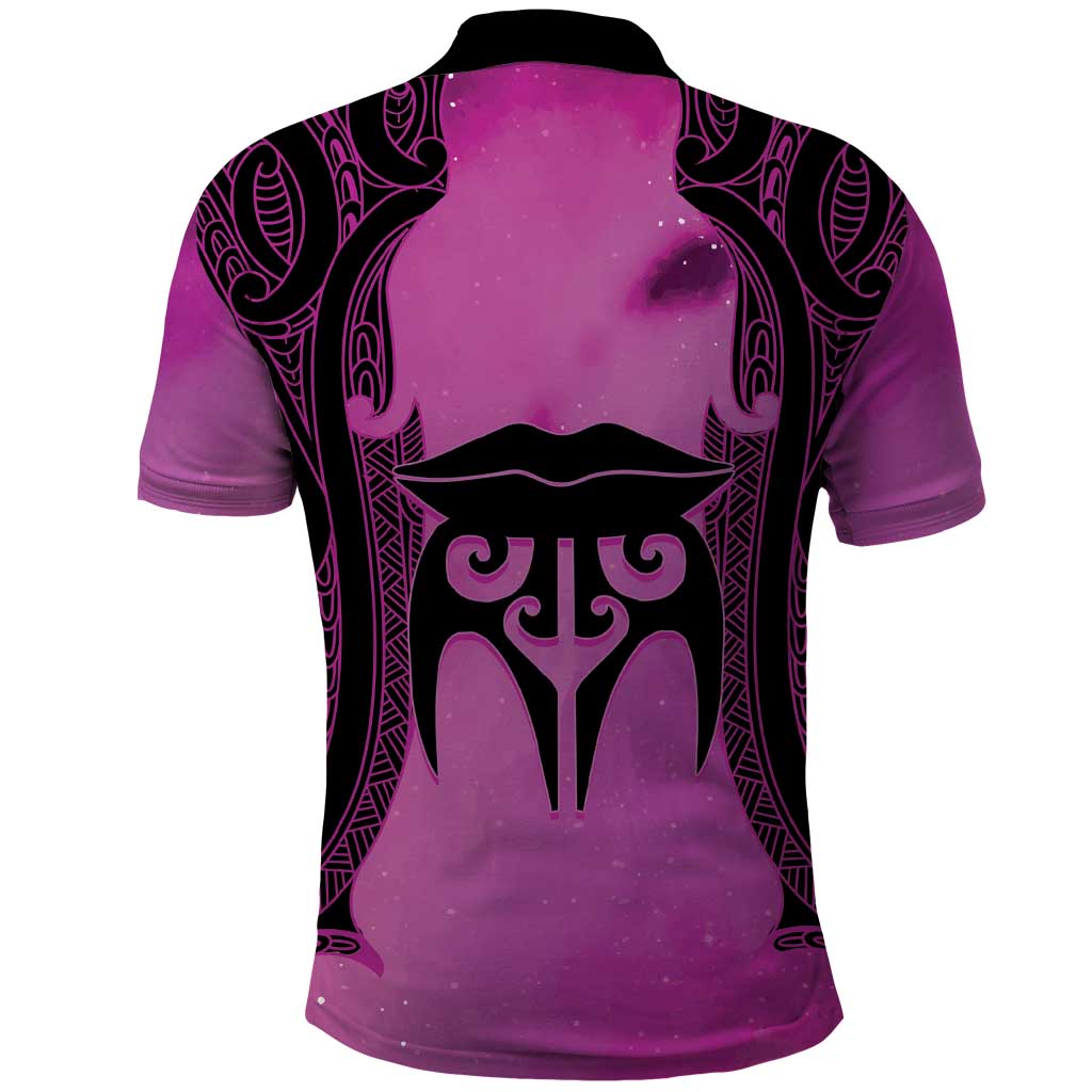 Personalised Moko Kauae New Zealand Polo Shirt Maori Chin Tattoo Pink - Polynesian Pride