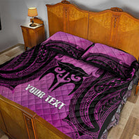 Personalised Moko Kauae New Zealand Quilt Bed Set Maori Chin Tattoo Pink - Polynesian Pride