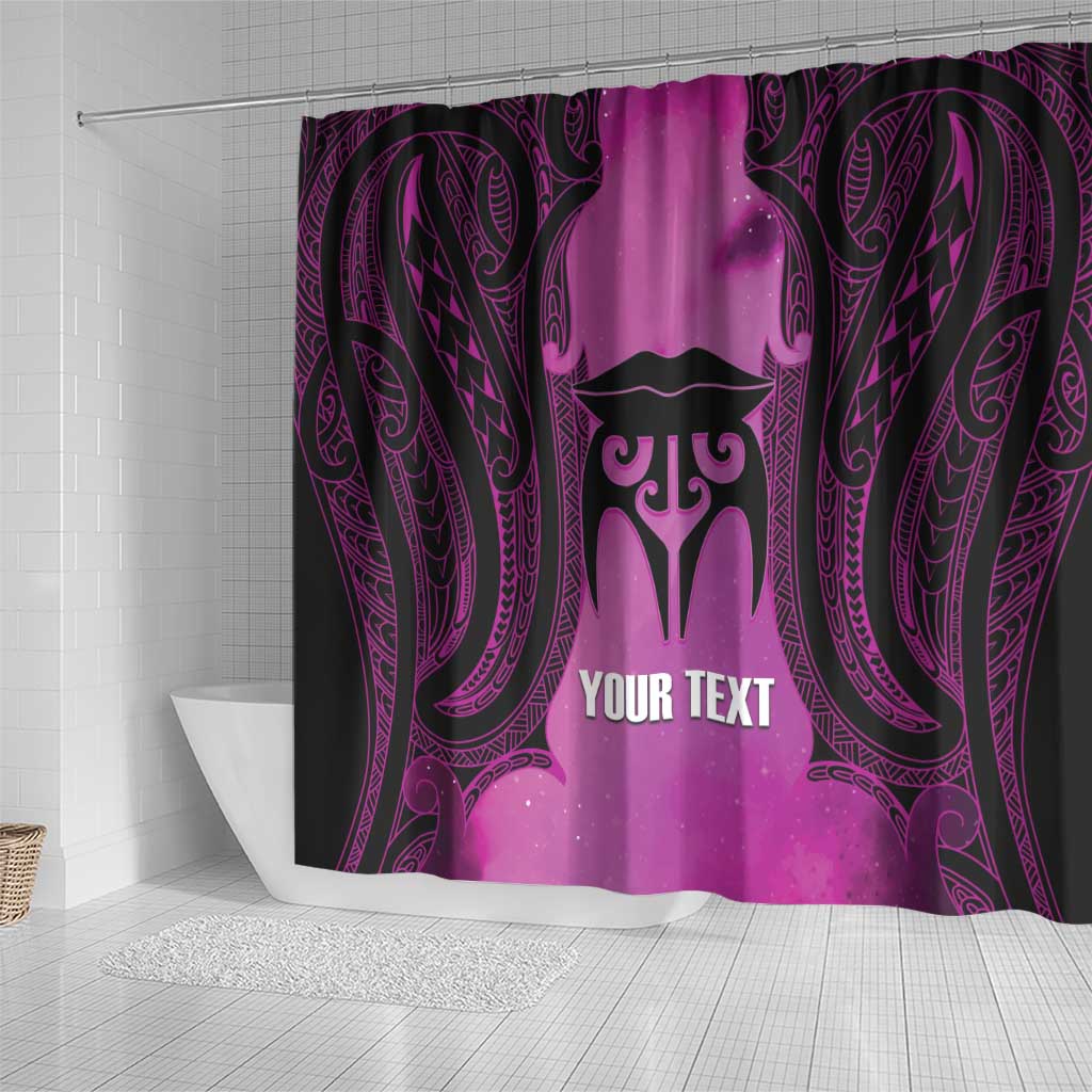Personalised Moko Kauae New Zealand Shower Curtain Maori Chin Tattoo Pink - Polynesian Pride