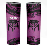 Personalised Moko Kauae New Zealand Skinny Tumbler Maori Chin Tattoo Pink - Polynesian Pride