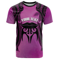 Personalised Moko Kauae New Zealand T Shirt Maori Chin Tattoo Pink - Polynesian Pride