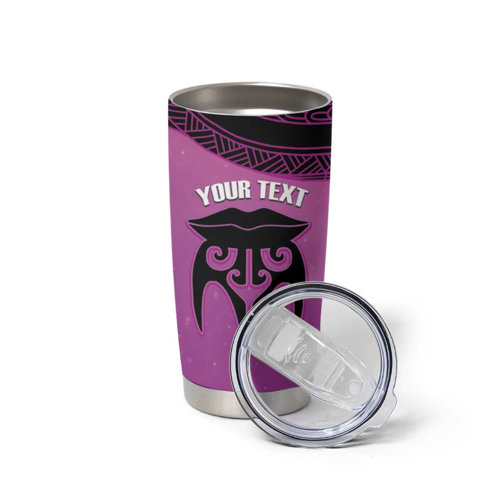 Personalised Moko Kauae New Zealand Tumbler Cup Maori Chin Tattoo Pink - Polynesian Pride