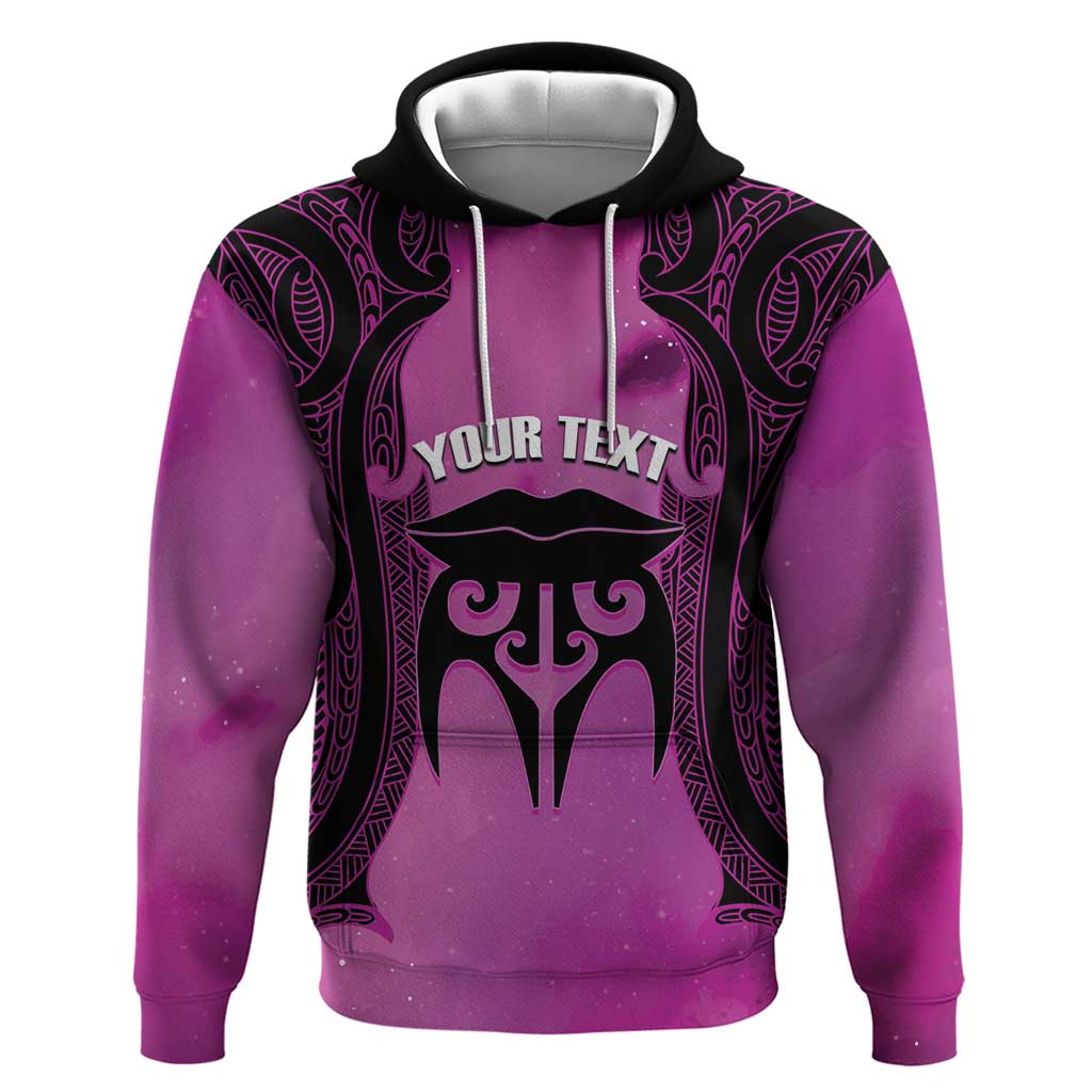Personalised Moko Kauae New Zealand Zip Hoodie Maori Chin Tattoo Pink - Polynesian Pride