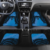 Personalised Moko Kauae New Zealand Car Mats Maori Chin Tattoo Blue - Polynesian Pride