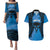 Personalised Moko Kauae New Zealand Couples Matching Puletasi and Hawaiian Shirt Maori Chin Tattoo Blue - Polynesian Pride