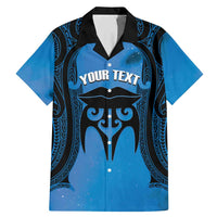 Personalised Moko Kauae New Zealand Family Matching Mermaid Dress and Hawaiian Shirt Maori Chin Tattoo Blue - Polynesian Pride