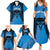 Personalised Moko Kauae New Zealand Family Matching Summer Maxi Dress and Hawaiian Shirt Maori Chin Tattoo Blue - Polynesian Pride