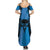 Personalised Moko Kauae New Zealand Family Matching Summer Maxi Dress and Hawaiian Shirt Maori Chin Tattoo Blue - Polynesian Pride