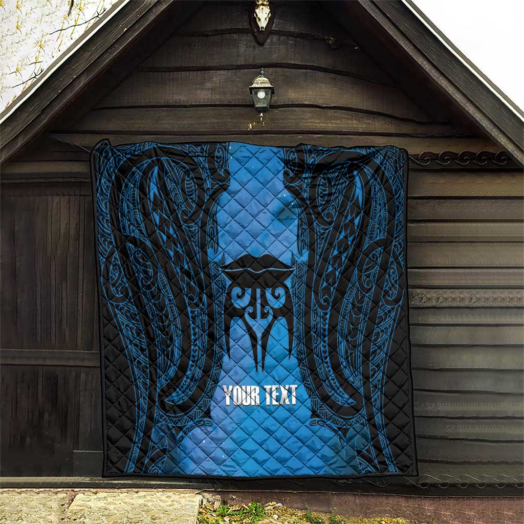 Personalised Moko Kauae New Zealand Quilt Maori Chin Tattoo Blue - Polynesian Pride