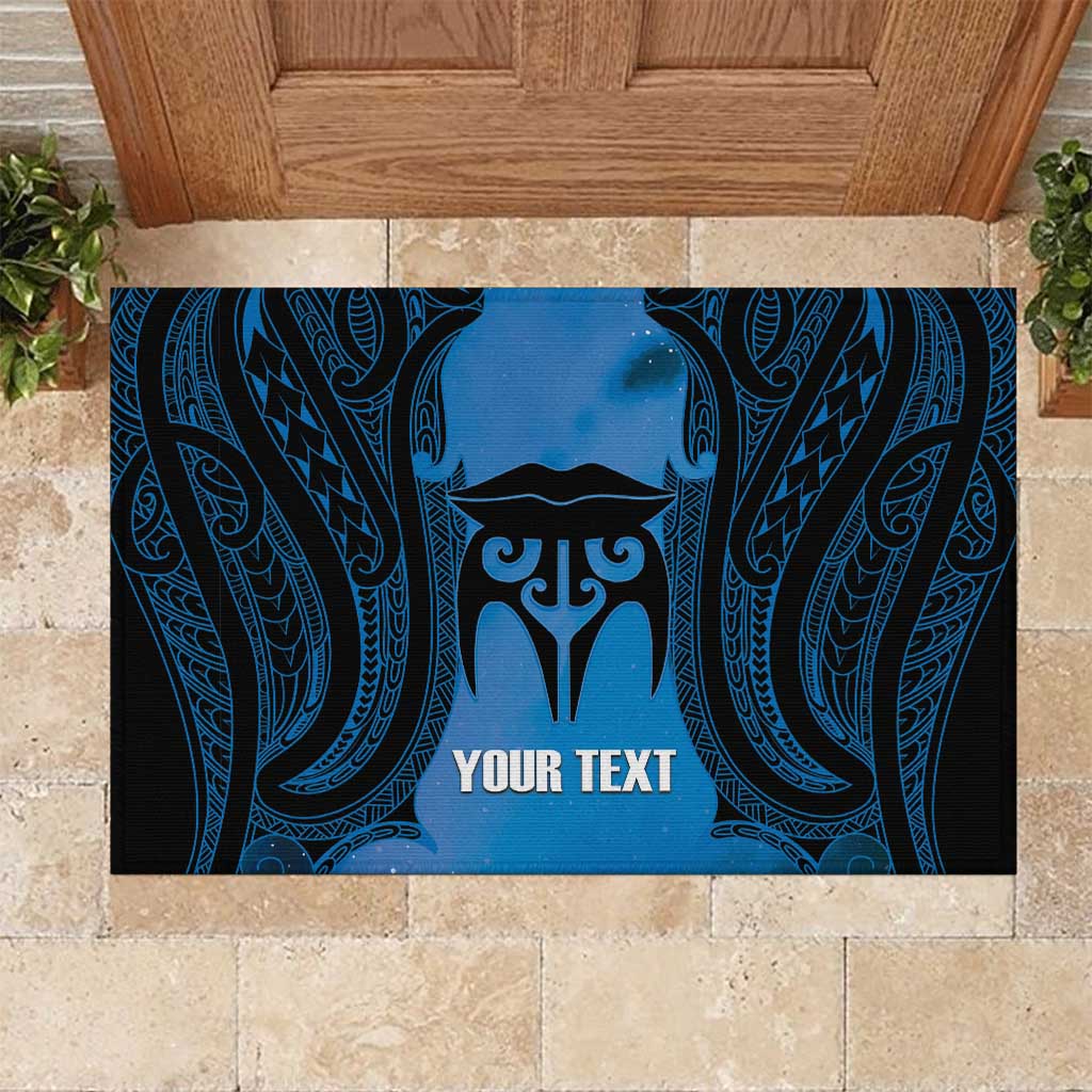 Personalised Moko Kauae New Zealand Rubber Doormat Maori Chin Tattoo Blue - Polynesian Pride