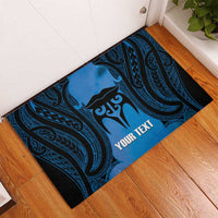 Personalised Moko Kauae New Zealand Rubber Doormat Maori Chin Tattoo Blue - Polynesian Pride