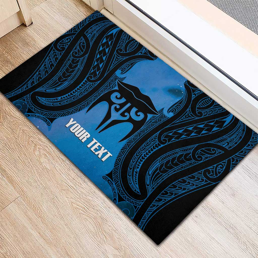 Personalised Moko Kauae New Zealand Rubber Doormat Maori Chin Tattoo Blue - Polynesian Pride