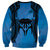 Personalised Moko Kauae New Zealand Sweatshirt Maori Chin Tattoo Blue - Polynesian Pride