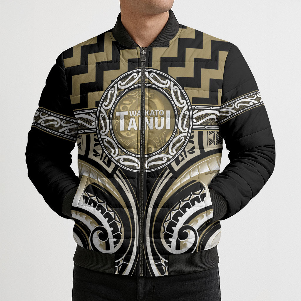 Aotearoa Waikato Tainui Personalised Bomber Puffer Jacket Maori Iwi Poutama Puhoro Tattoo LT14 - Polynesian Pride