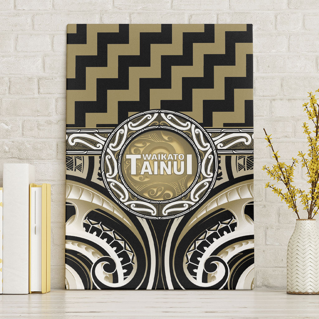 Aotearoa Waikato Tainui Canvas Wall Art Maori Iwi Poutama Puhoro Tattoo LT14 Without Frame Old Yellow - Polynesian Pride