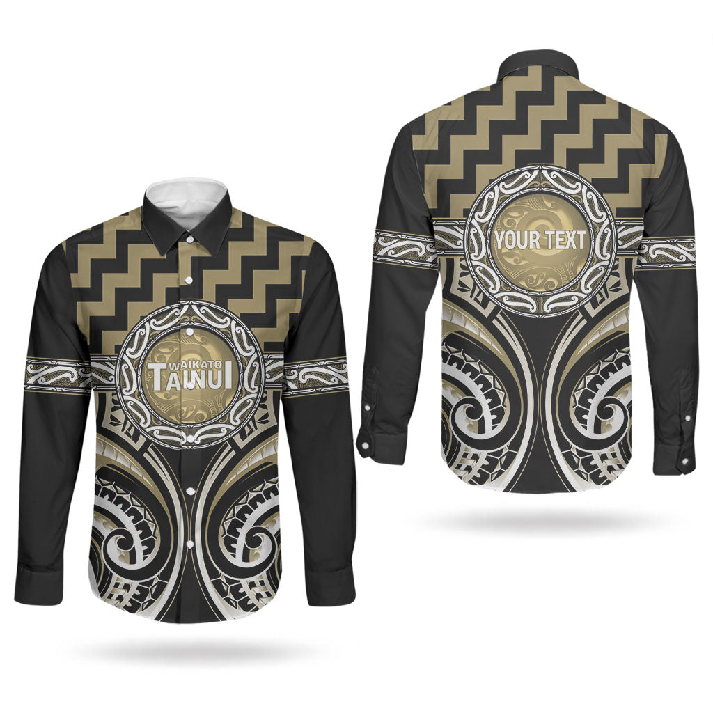 Aotearoa Waikato Tainui Personalised Couples Matching Short Sleeve Bodycon Dress and Long Sleeve Button Shirt Maori Iwi Poutama Puhoro Tattoo LT14 - Polynesian Pride