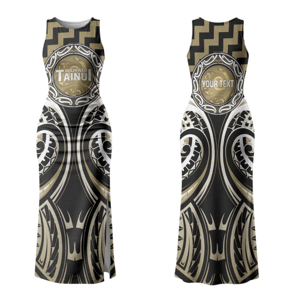 Aotearoa Waikato Tainui Personalised Couples Matching Tank Maxi Dress and Hawaiian Shirt Maori Iwi Poutama Puhoro Tattoo LT14 - Polynesian Pride