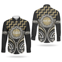 Aotearoa Waikato Tainui Personalised Couples Matching Tank Maxi Dress and Long Sleeve Button Shirt Maori Iwi Poutama Puhoro Tattoo LT14 - Polynesian Pride