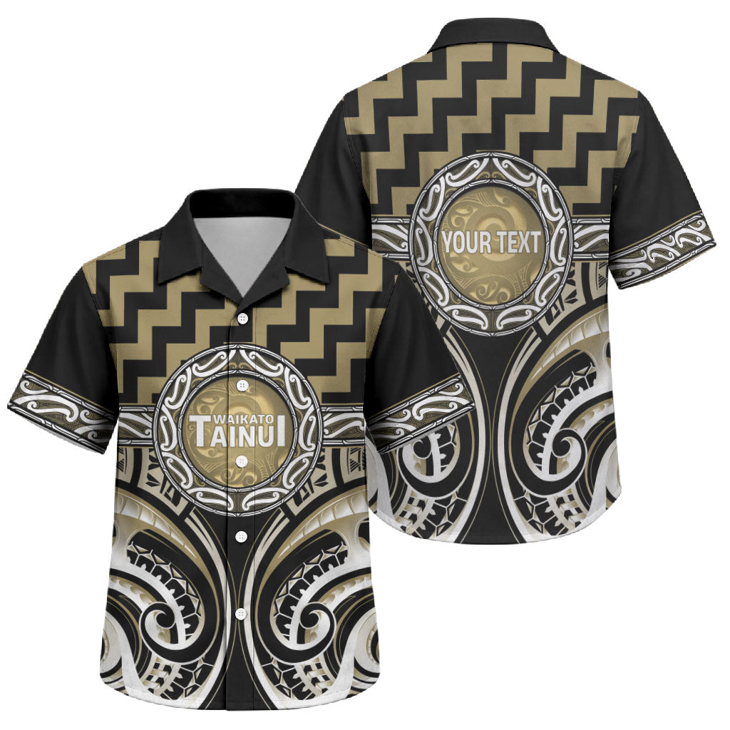 Aotearoa Waikato Tainui Personalised Family Matching Long Sleeve Bodycon Dress and Hawaiian Shirt Maori Iwi Poutama Puhoro Tattoo LT14 Son's Shirt Old Yellow - Polynesian Pride