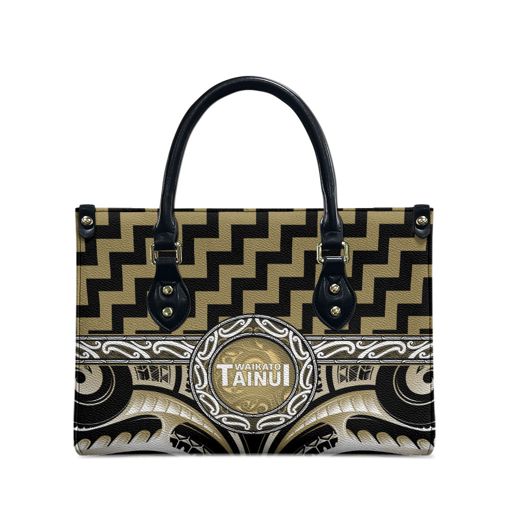 Aotearoa Waikato Tainui Leather Bag Maori Iwi Poutama Puhoro Tattoo LT14 - Polynesian Pride