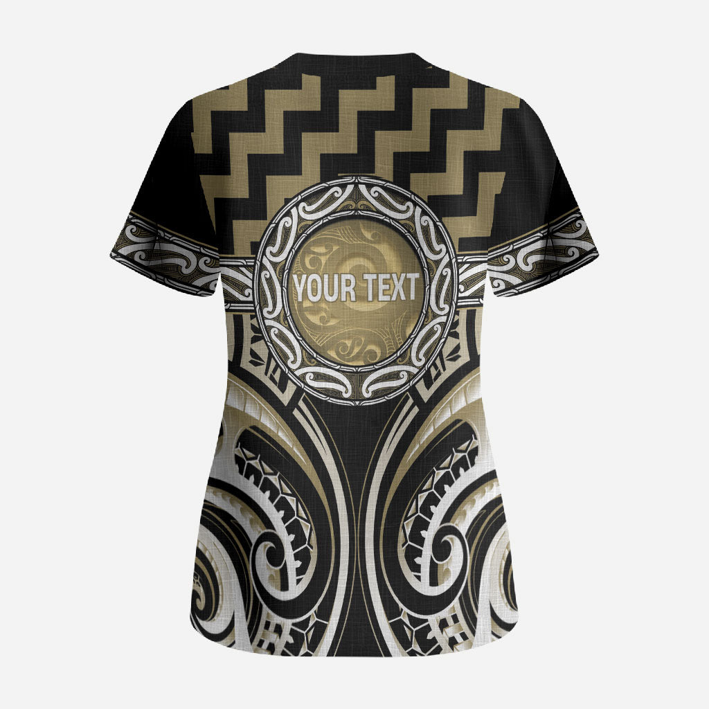 Aotearoa Waikato Tainui Personalised Scrub Top Maori Iwi Poutama Puhoro Tattoo LT14 - Polynesian Pride