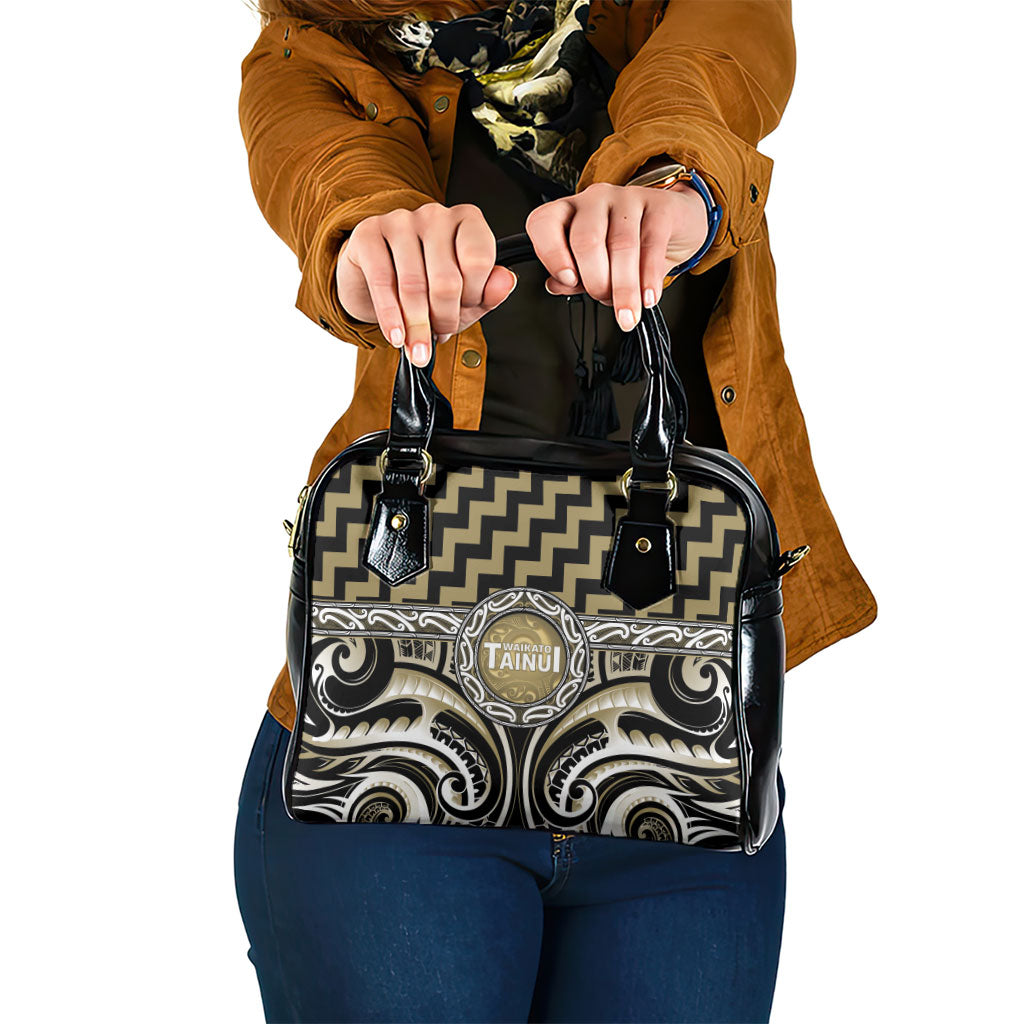 Aotearoa Waikato Tainui Shoulder Handbag Maori Iwi Poutama Puhoro Tattoo LT14 One Size Old Yellow - Polynesian Pride