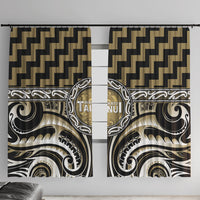 Aotearoa Waikato Tainui Window Curtain Maori Iwi Poutama Puhoro Tattoo LT14 With Hooks Old Yellow - Polynesian Pride